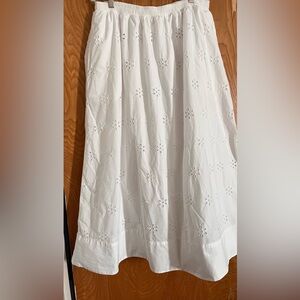 White Eyelet Midi Skirt